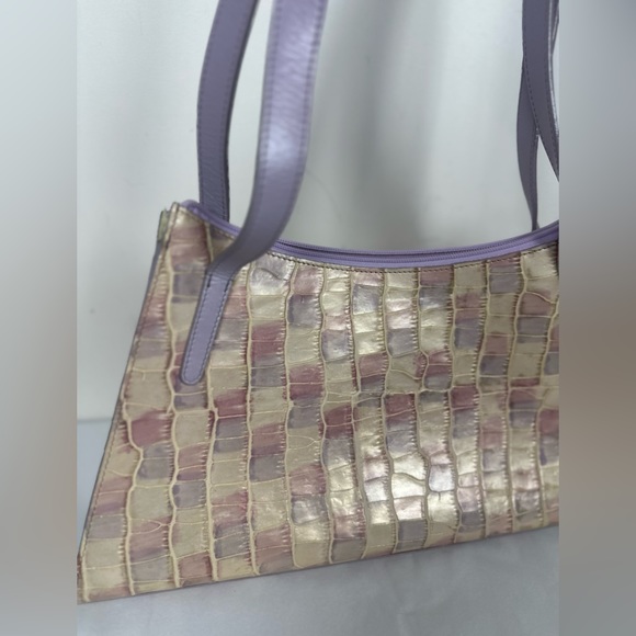 Vintage Y2K lilac leather shoulder bag purse Danier pastel spring trend lavender - Picture 5 of 14